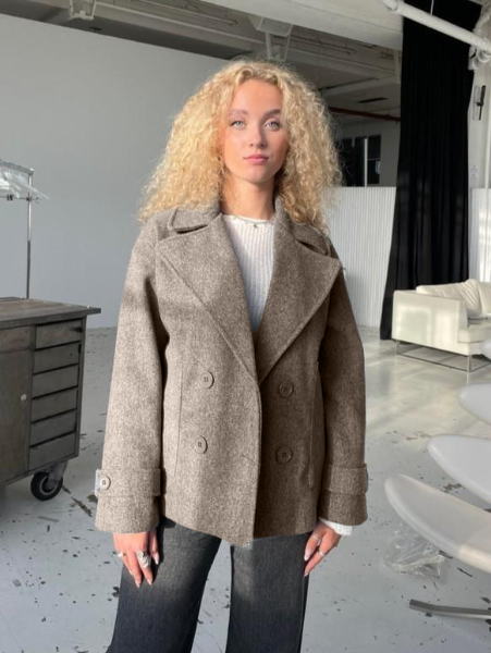 Cropped Dubbelgeknoopte Jas van Wolmix | Marit