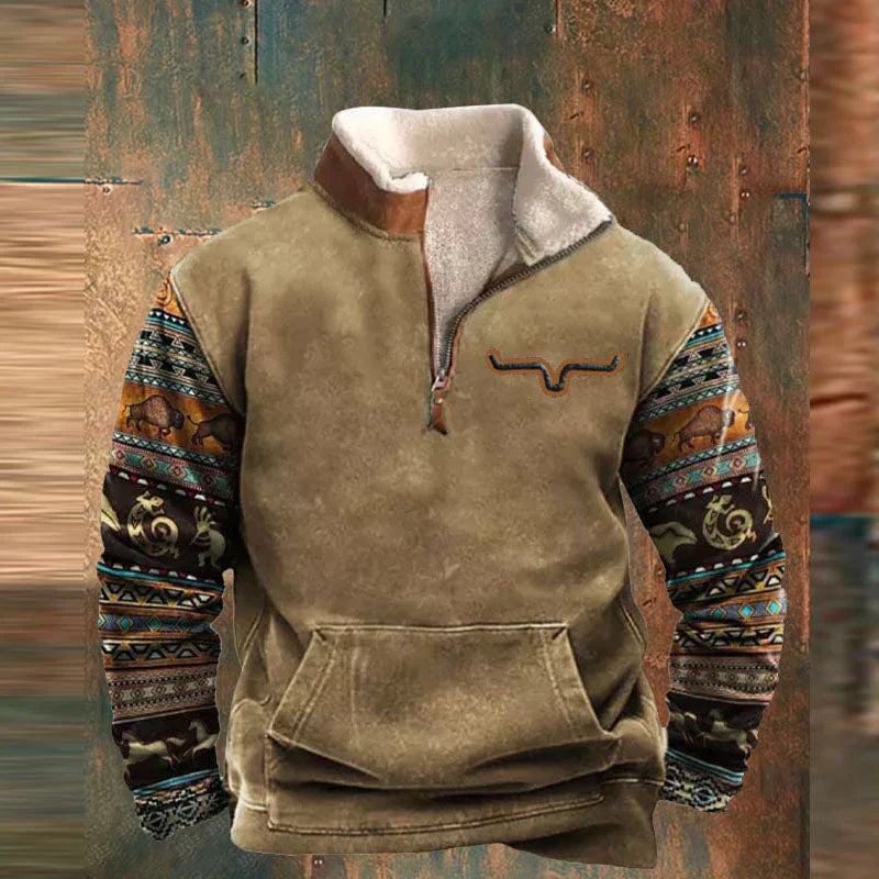 Halve Rits Fleece Pullover Voor Heren | Leonardo Khaki