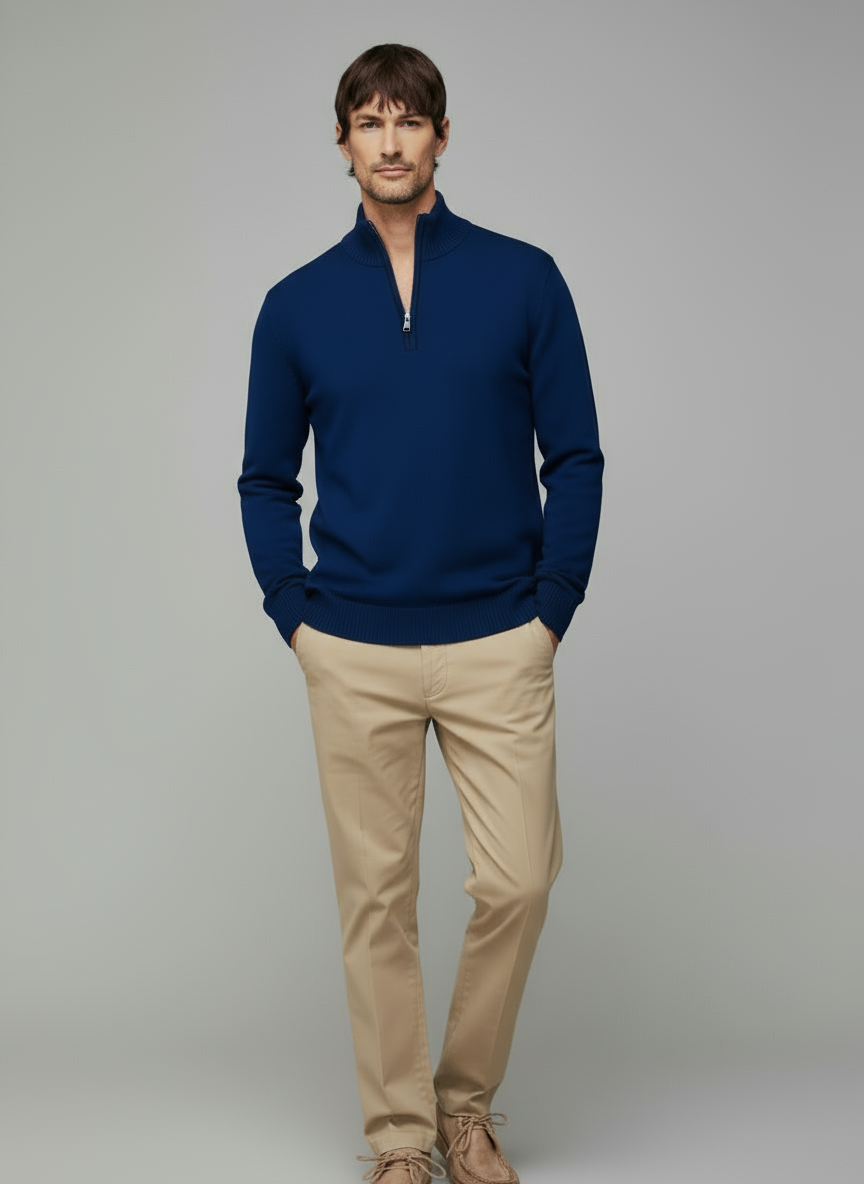 Herentrui met Kwartritskraag voor Heren | Dmitri Marineblauw