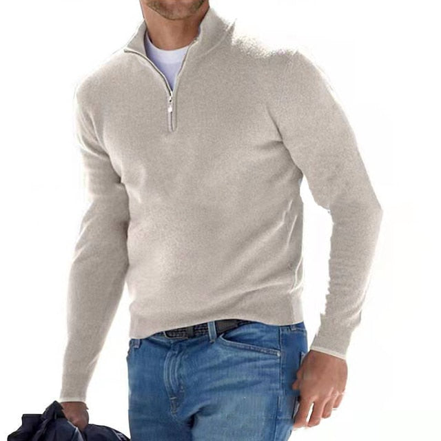 V-Hals Pullover Met Rits Voor Heren | Raven