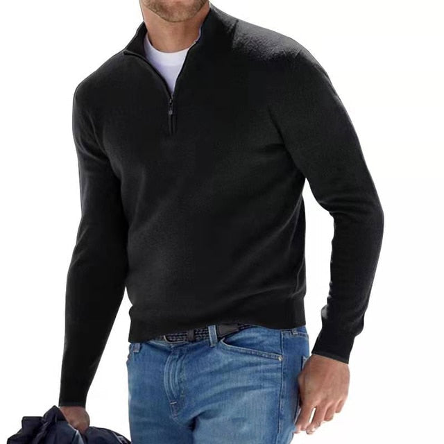 V-Hals Pullover Met Rits Voor Heren | Raven