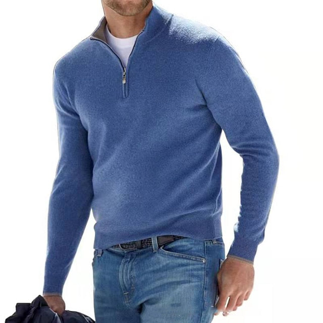 V-Hals Pullover Met Rits Voor Heren | Raven