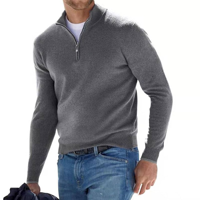 V-Hals Pullover Met Rits Voor Heren | Raven