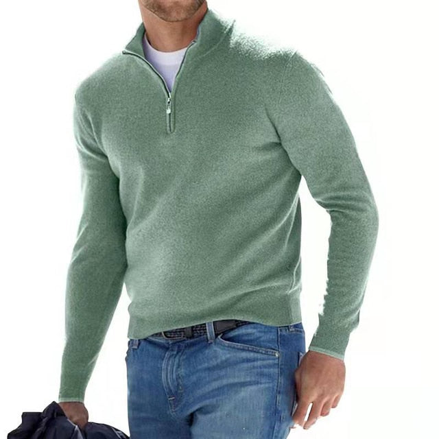 V-Hals Pullover Met Rits Voor Heren | Raven