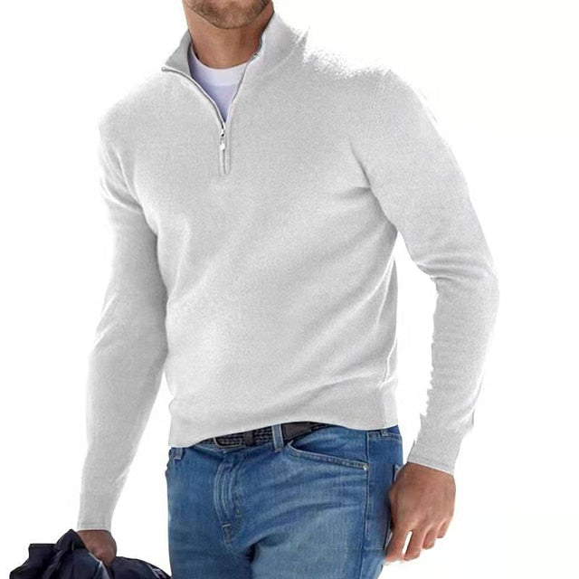 V-Hals Pullover Met Rits Voor Heren | Raven