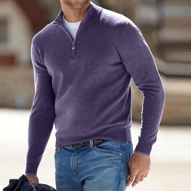 V-Hals Pullover Met Rits Voor Heren | Raven