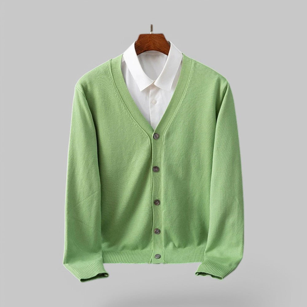 Gebreide V-Hals Trui voor Heren | Lucas Groen