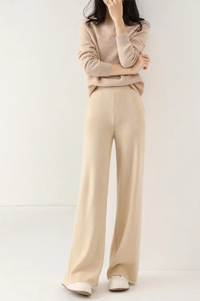 Kasjmier Wijde Broek Met Hoge Taille Voor Dames |Eva