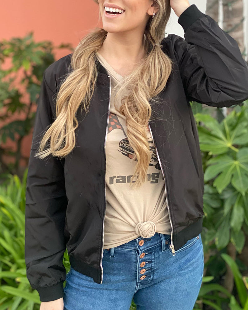 Stijlvol Zwart Bomberjack Voor Vrouwen | Lirena
