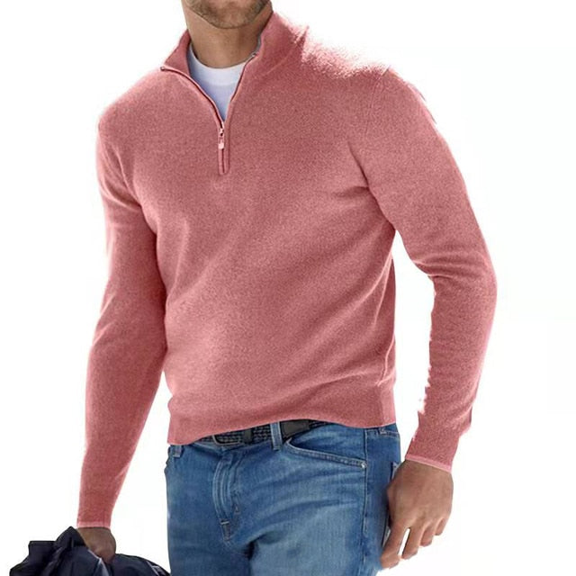 V-Hals Pullover Met Rits Voor Heren | Raven
