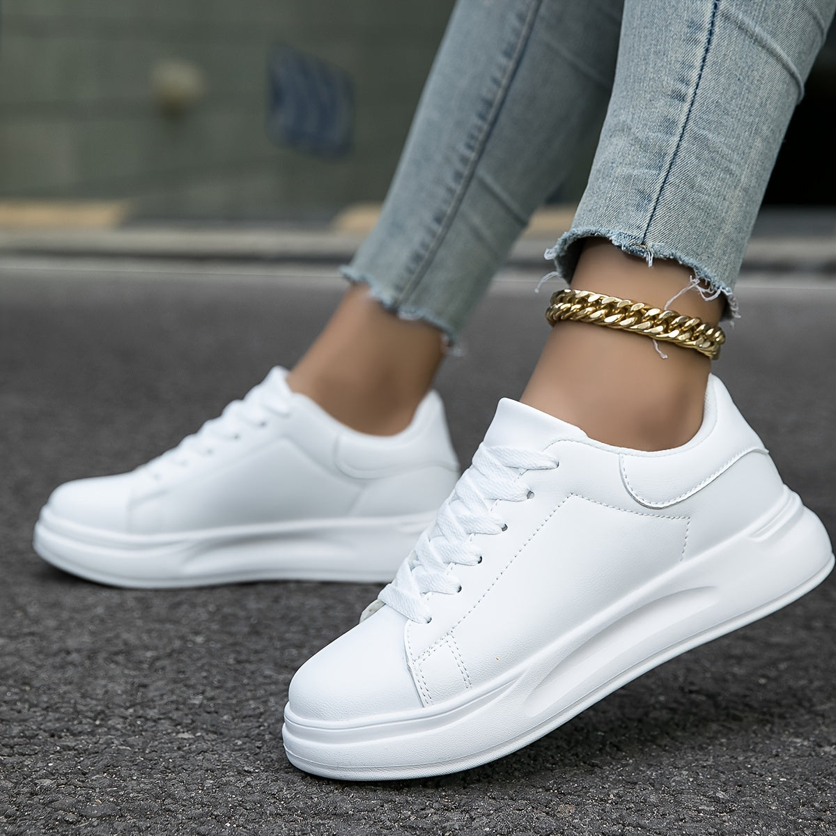 Witte Lederen Sneakers voor Dames | Lotte