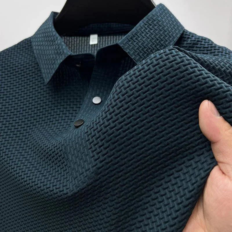 Zijden Polo Anti-Kreuk Voor Mannen | Luvren Marineblauw